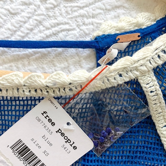 NWT Free People Carly Embroidered Top Blue XS - Picture 12 of 15
